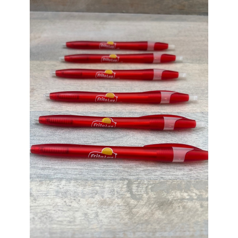 Frito-Lay Logo Promotional Ballpoint Pens Set of 6 Red Retractable Advertising